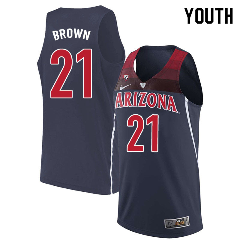 Youth #21 Jordan Brown Arizona Wildcats College Basketball Jerseys Sale-Navy